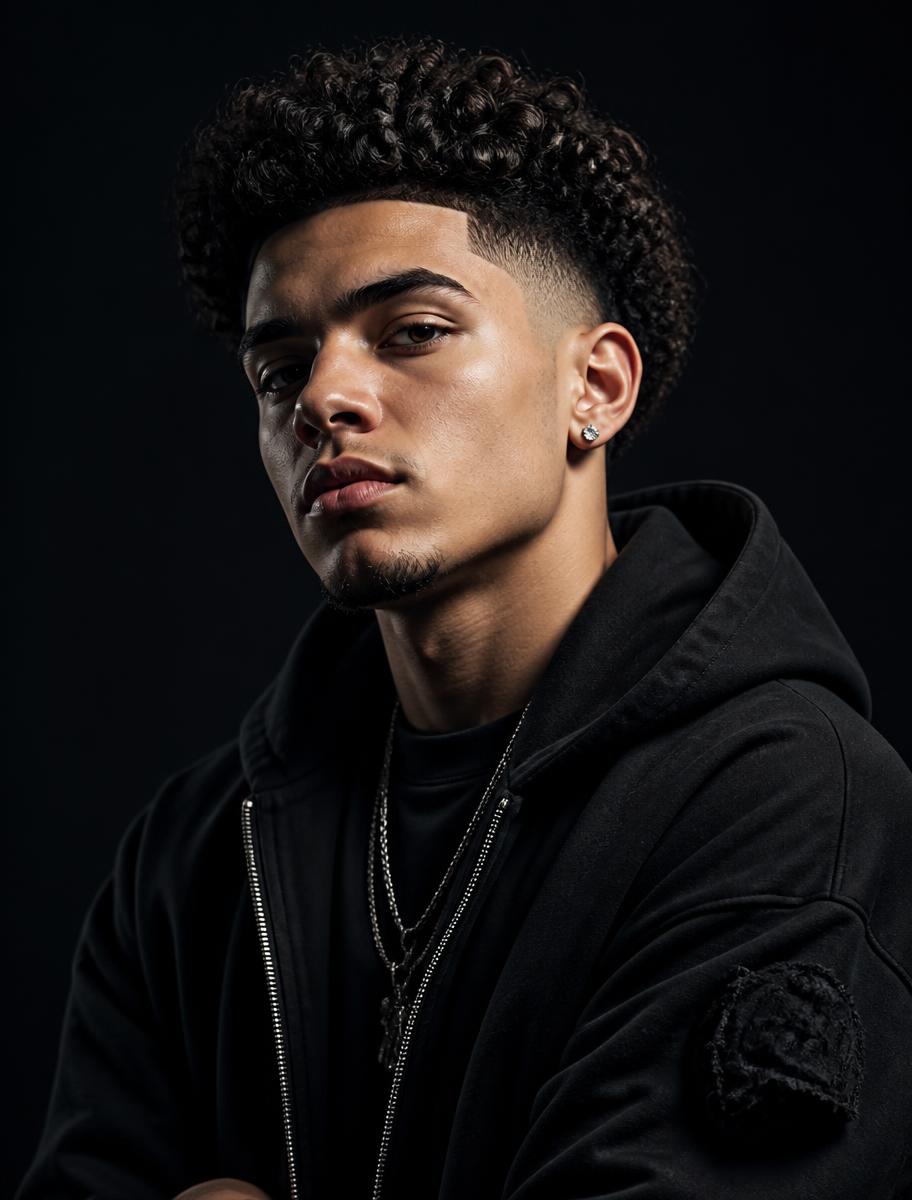 Client with textured curly top and skin fade
